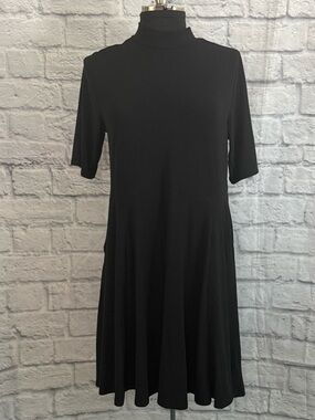 Torrid Black Mock Neck Ribbed Skater Dress